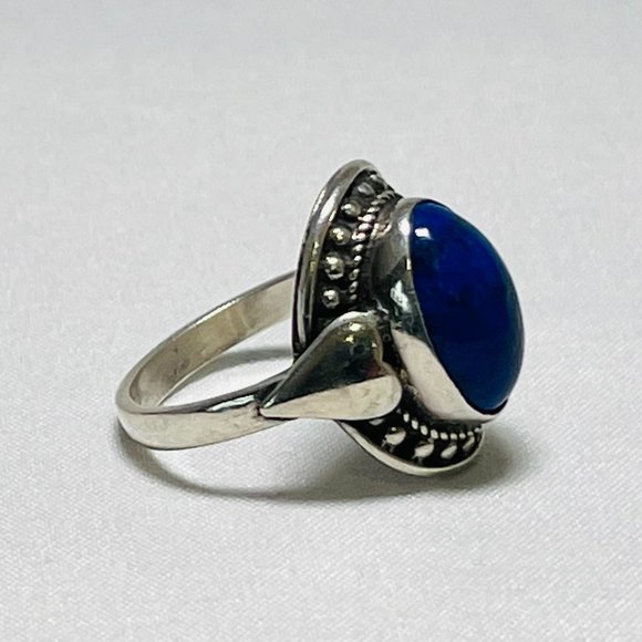 Sterling Silver Ring with Lapis Stone, Size 7.5 - Picture 2 of 5
